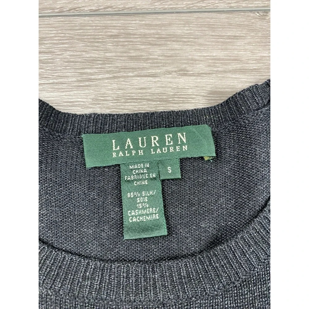 Lauren Ralph Lauren Women's Silk Cashmere Long sleeve Sweater‎ Top Black Size S